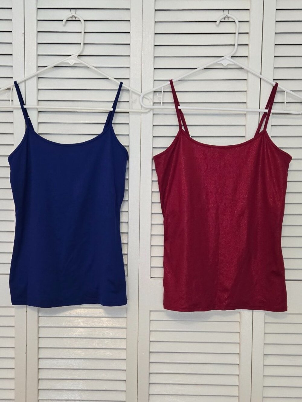 Set of 2 WHBM Camisoles - 1 Red Sparkle and 1 Royal Blue - Size S